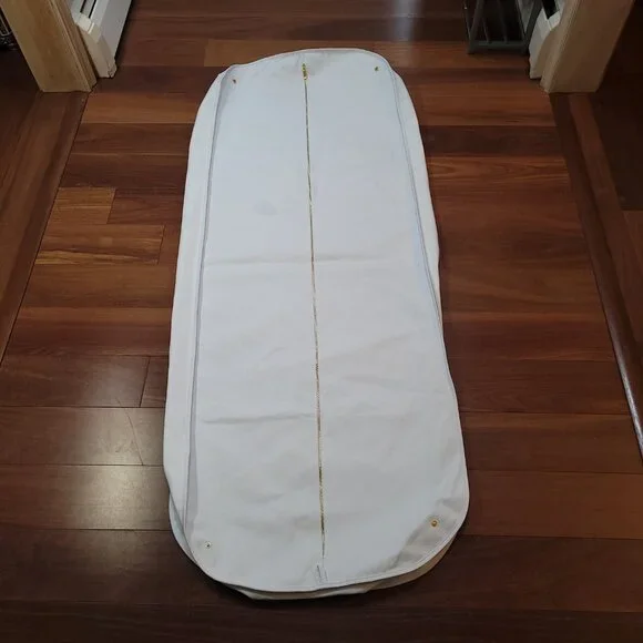 Balmain Garment Bag Gown White Black Logo Gold Tone Exposed Zipper 62.5 x 23 in - Picture 5 of 13